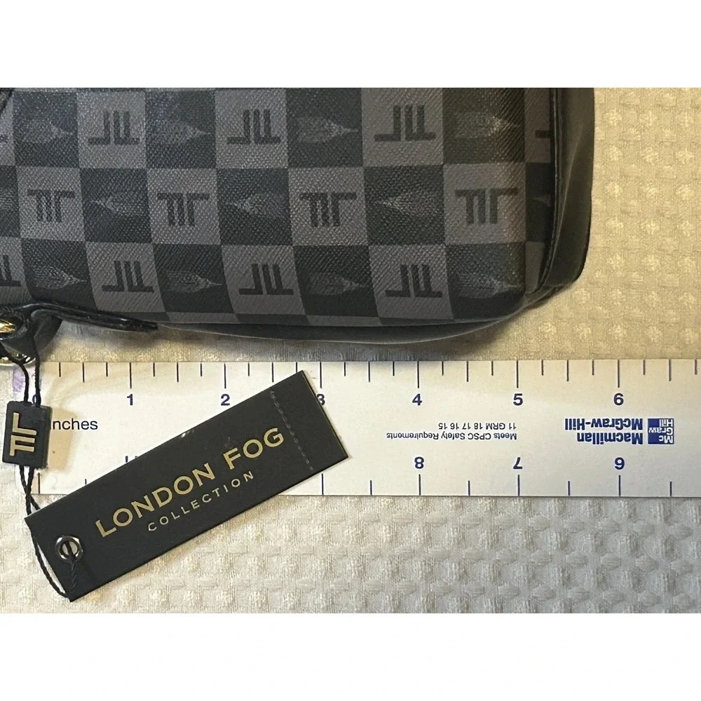 London Fog - NEW - Adalia Signature Zip Around Womens Wallet Wristlet Black
